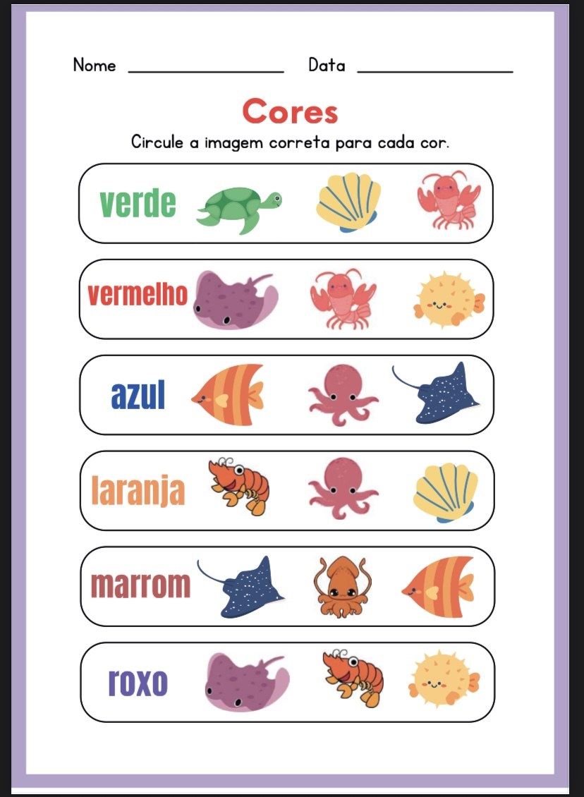 Atividade de associação de cores